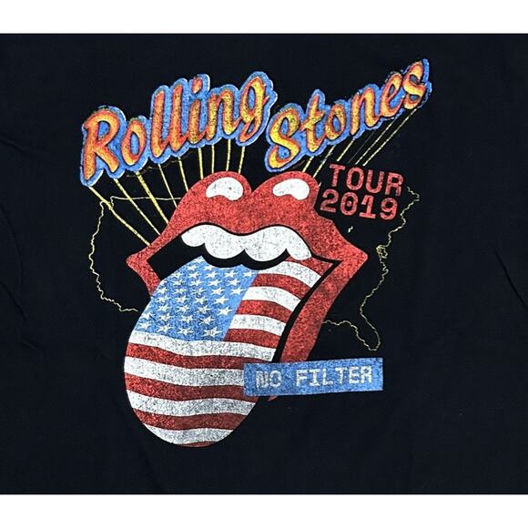 The Rolling Stones 2XL No Filter Tour 2019 Merchandise Black Short Sleeve Tee - Picture 2 of 5